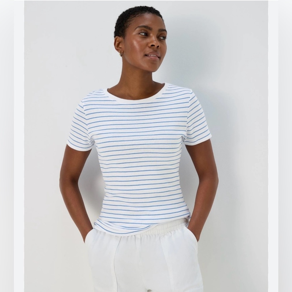 Universal Thread White and Blue Striped Short Sleeve Tee
